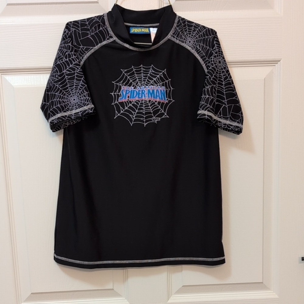 Marvel Black Rashguard Swim Shirt with Web Details